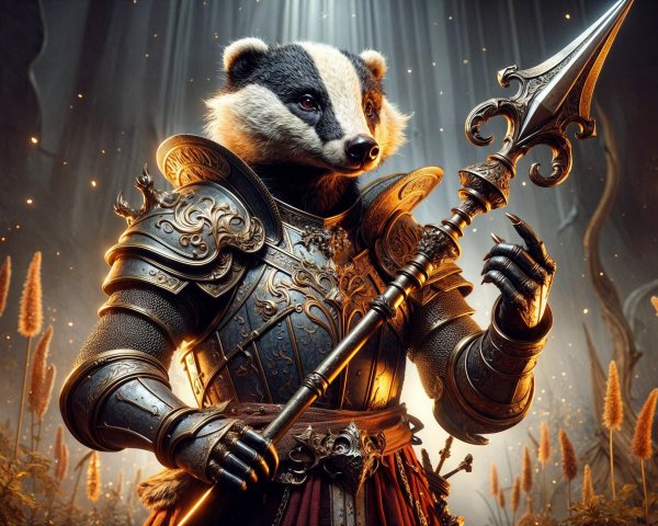 Armored Badger in Mystical Forest Setting