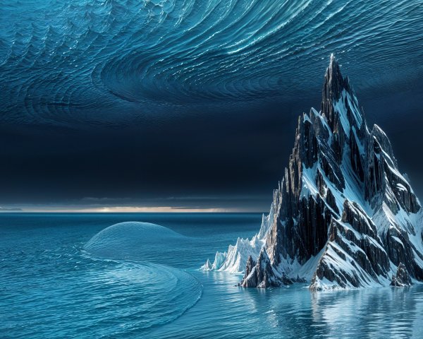 Seascape with Ice Formations and Textured Sky