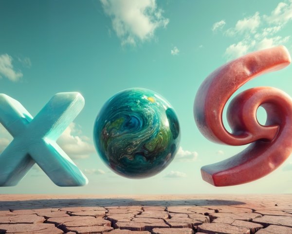 Surreal Landscape with Cracked Earth and Characters