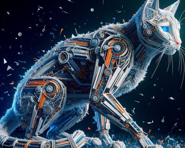 Futuristic Robotic Cat with Metallic Design Elements