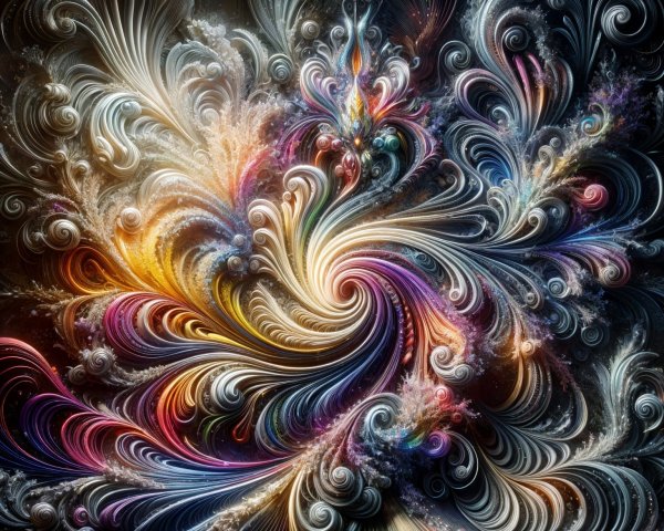 Vibrant Abstract Composition with Floral Patterns