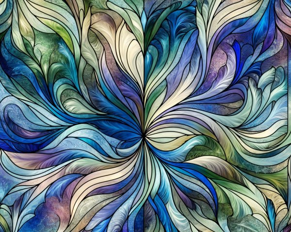 Abstract Design with Swirling Blue, Green, and Cream Patterns
