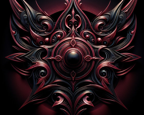 Intricate Ornate Design with Black and Red Patterns