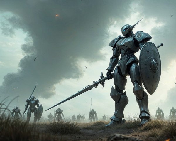 Armored Warriors in a Dystopian Landscape
