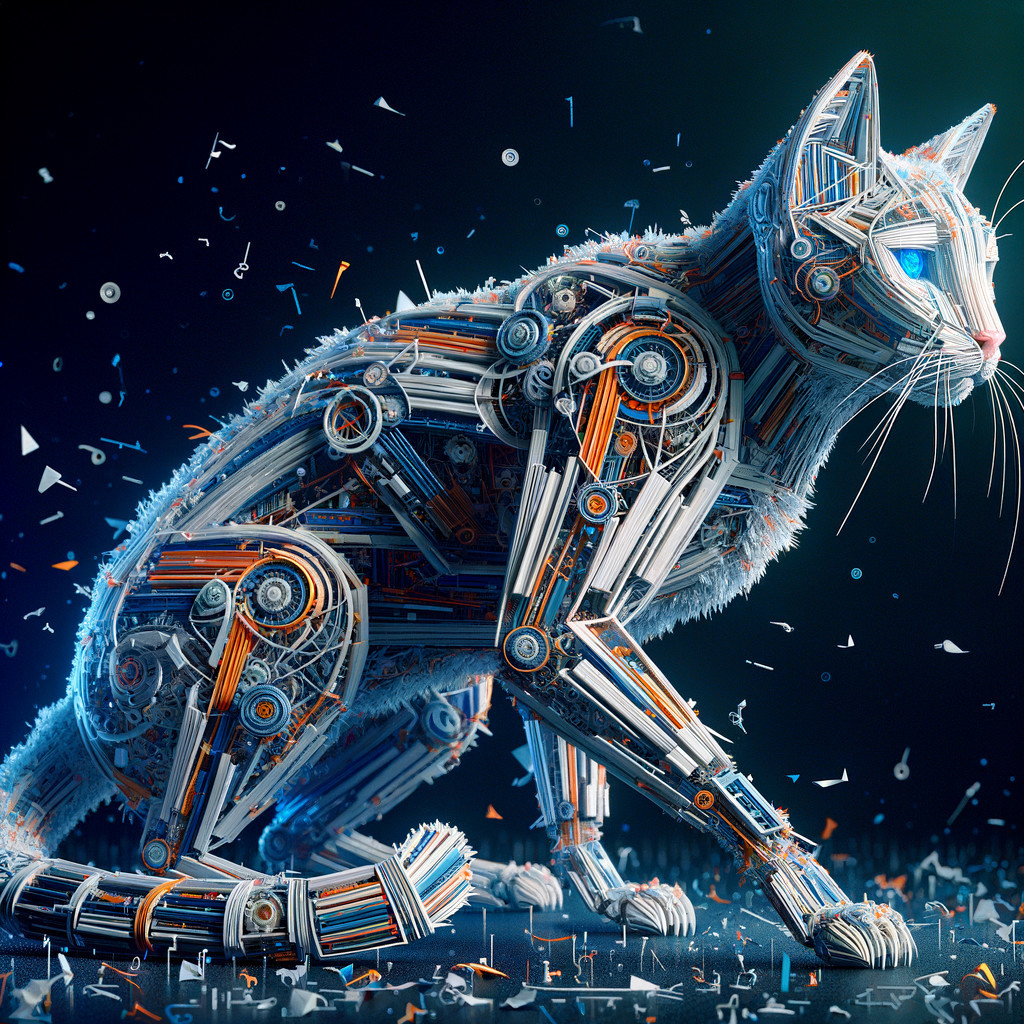 Futuristic Robotic Cat with Metallic Design Elements