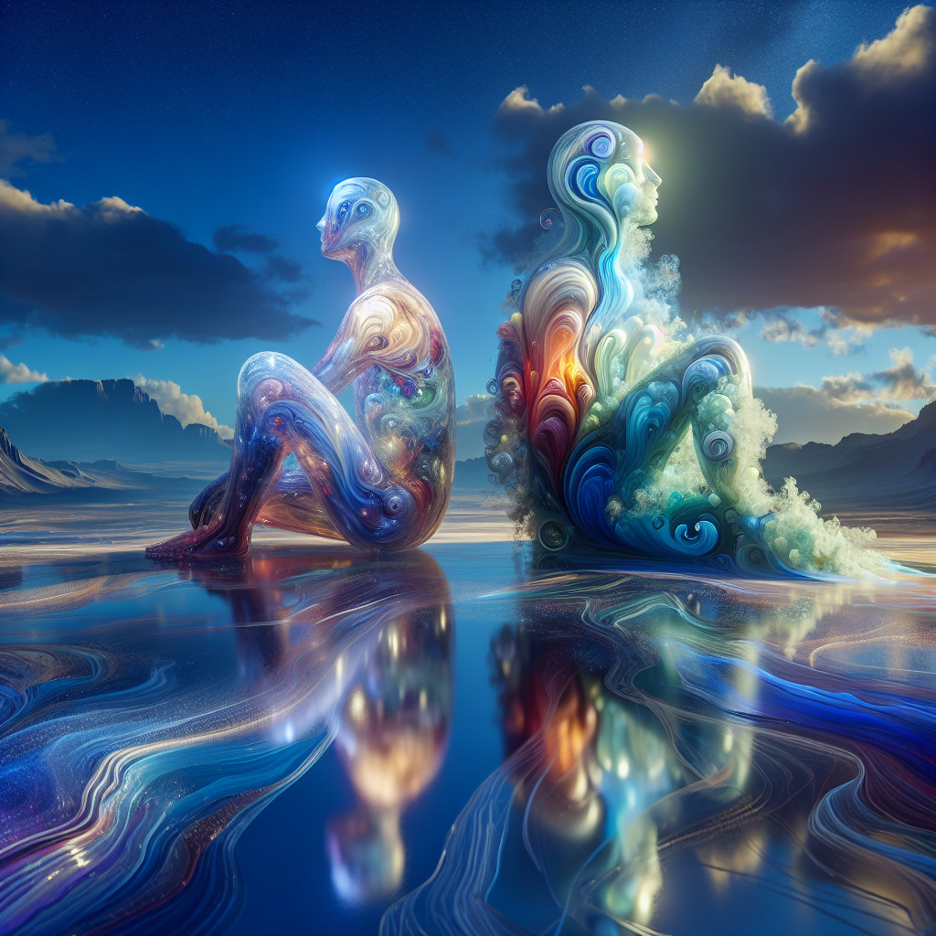 Ethereal Figures in a Cosmic Dreamlike Landscape