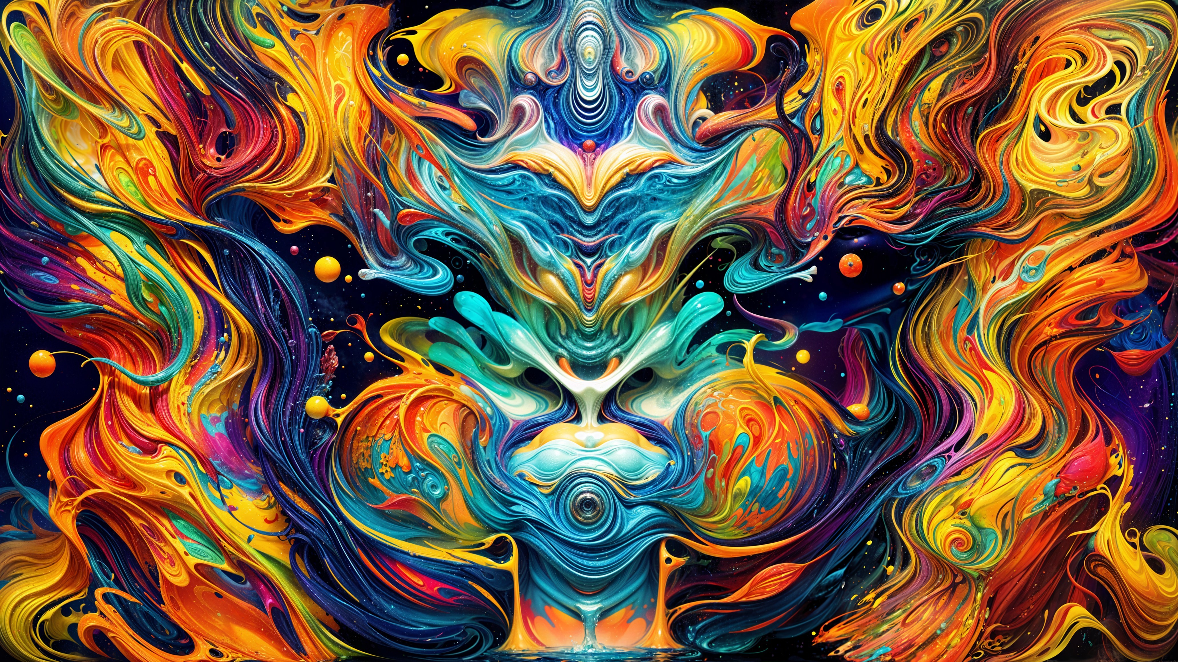 Vibrant Abstract Composition with Dynamic Colors