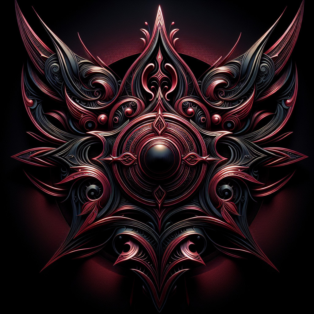 Intricate Ornate Design with Black and Red Patterns