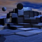 Futuristic Mountain Structure Against Twilight Sky