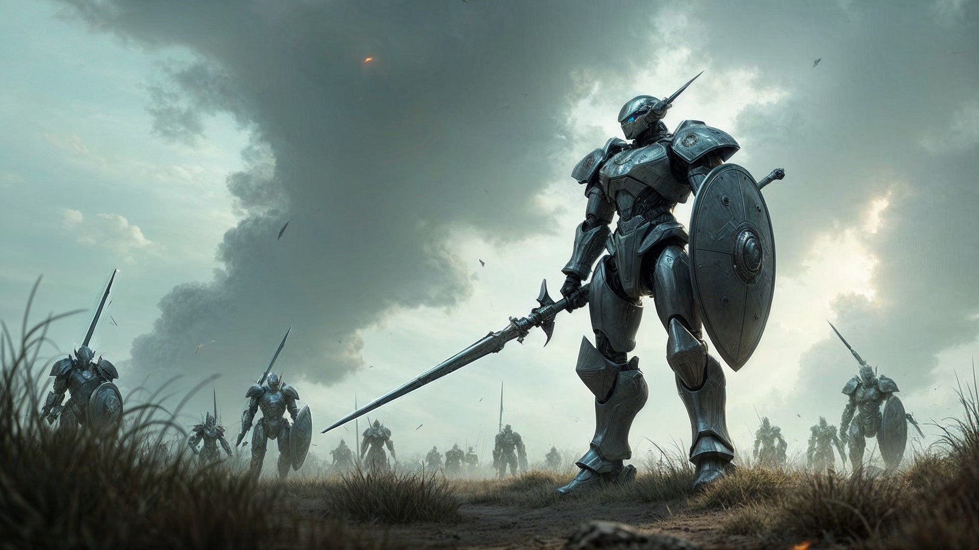 Armored Warriors in a Dystopian Landscape