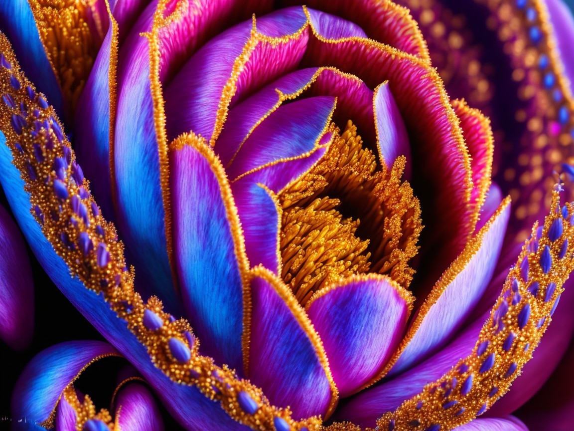 Close-Up of a Flower with Purple and Blue Petals