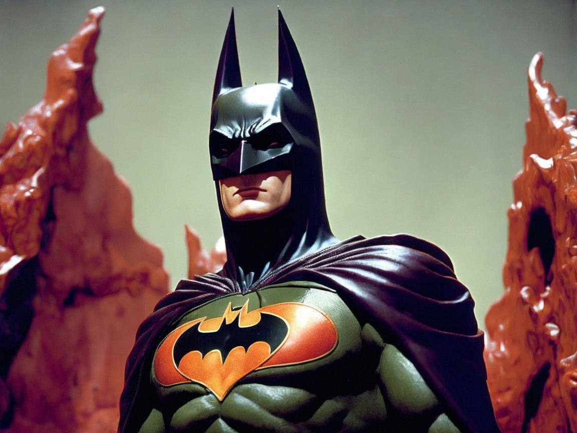 Dynamic Representation of Batman in Iconic Costume