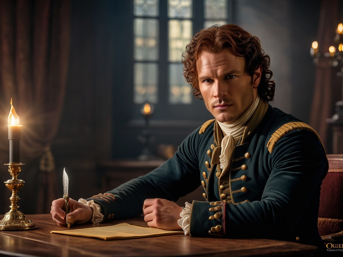 18th-Century Man Writing in Dimly Lit Room