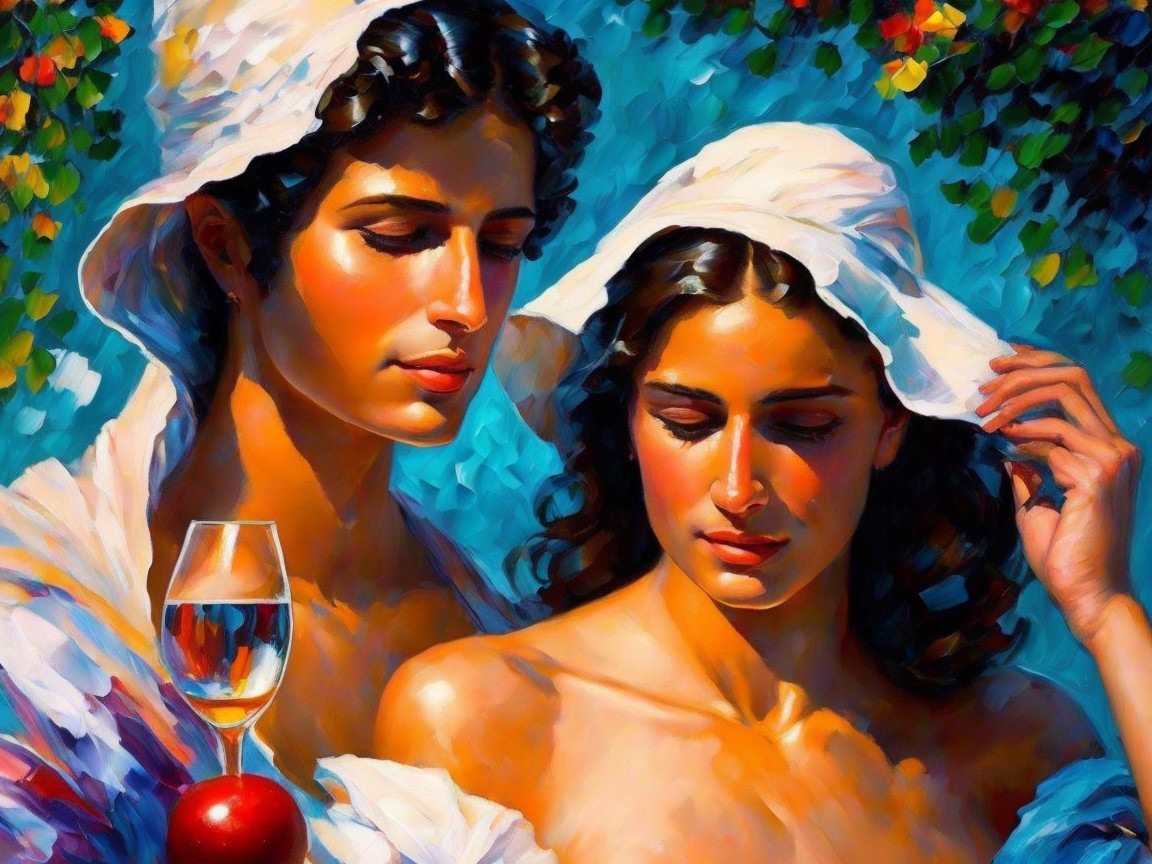 Elegant Portrait of Two Individuals in Vibrant Setting