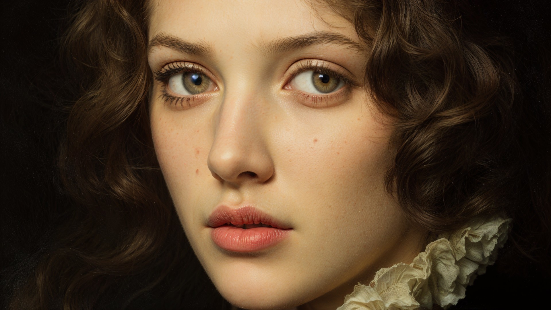 Close-Up Portrait of a Young Woman with Green Eyes