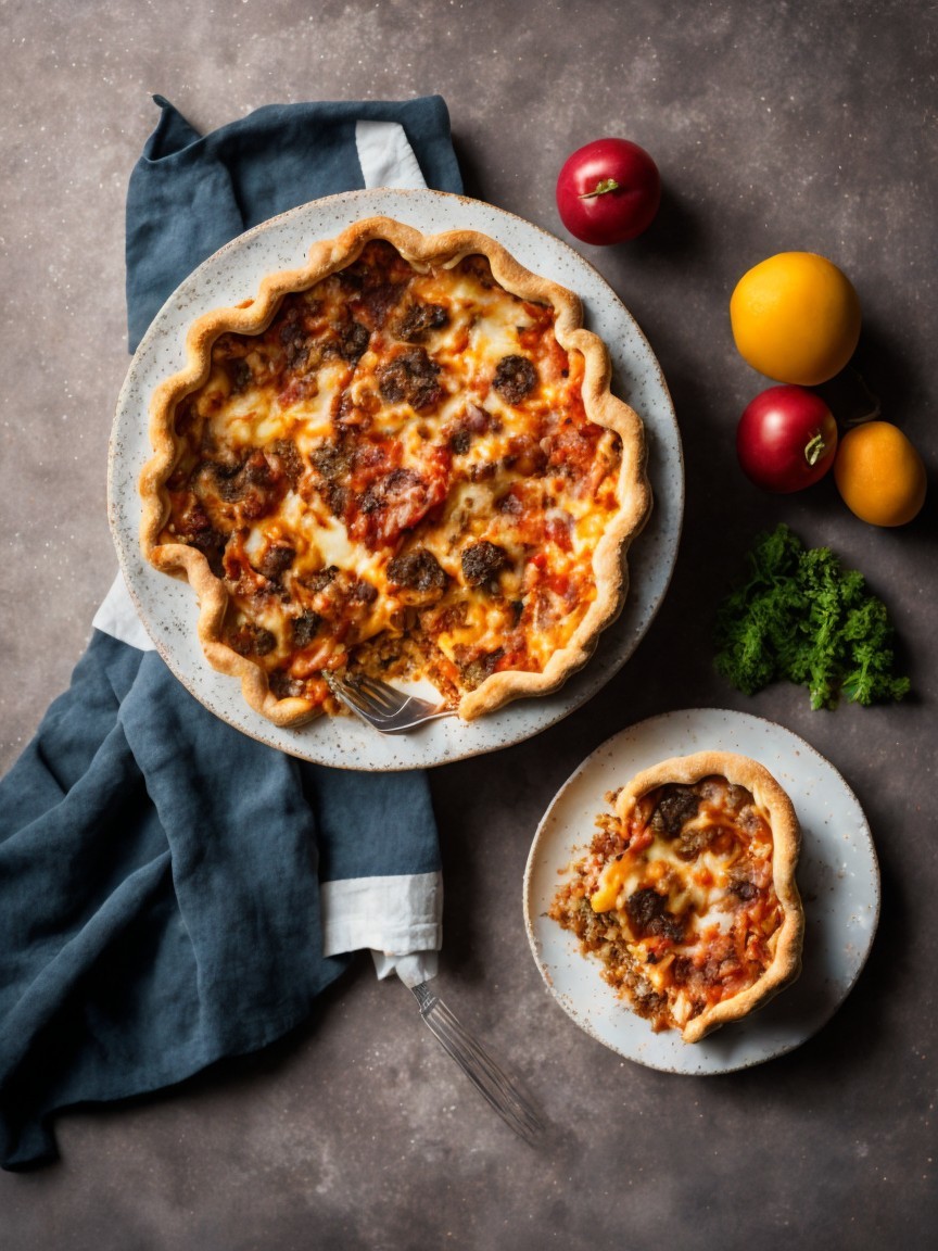 Freshly Baked Pizza with Toppings and Garnishes