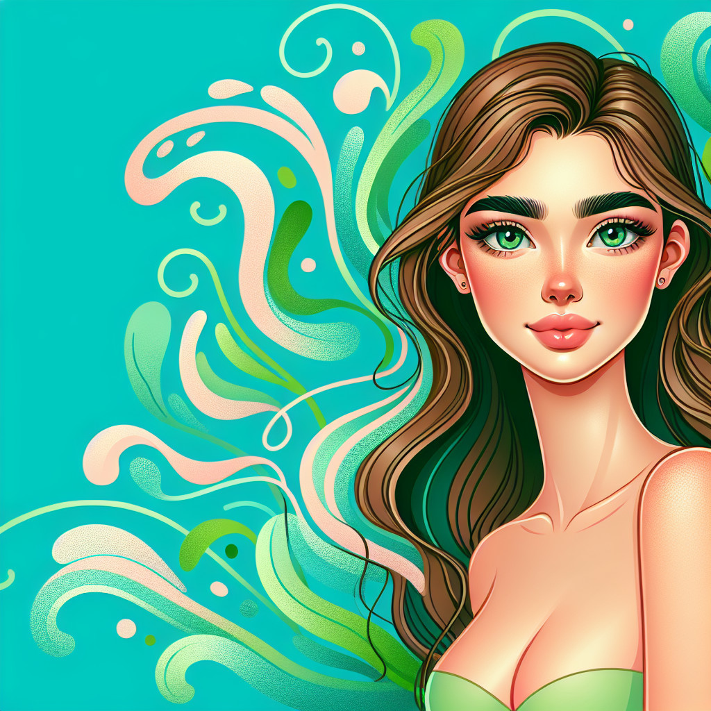 Vibrant Illustration of Young Woman in Green Top