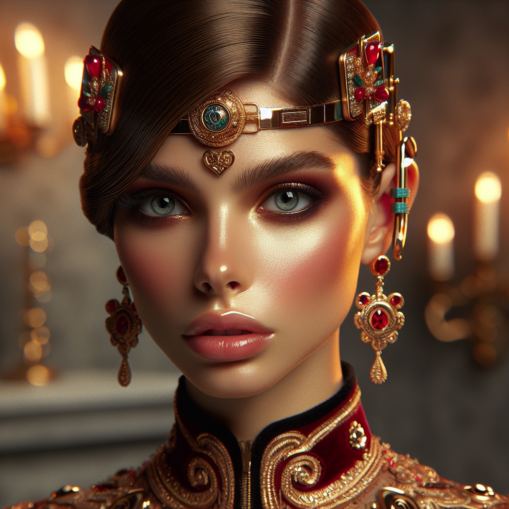 Close-Up Portrait of a Young Woman in Luxurious Jewelry