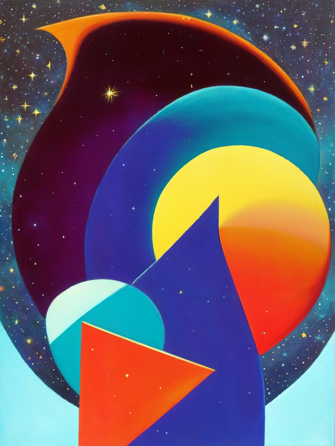 Abstract Geometric Shapes on Starry Background