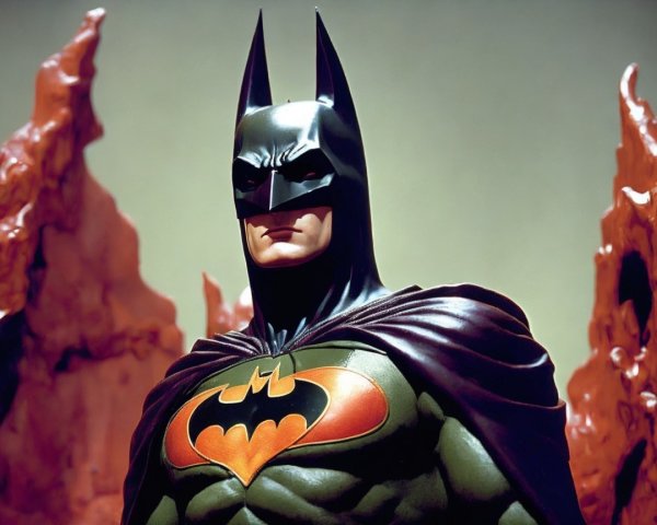 Dynamic Representation of Batman in Iconic Costume