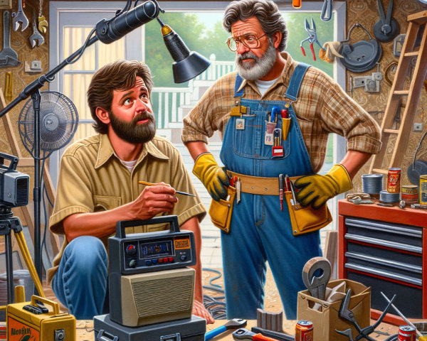 Men in Workshop Engaged in Conversation Amidst Tools