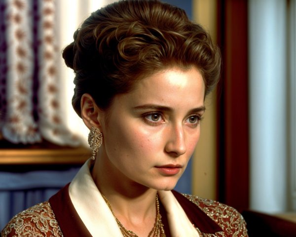 Young woman with elegant hair and ornate earrings