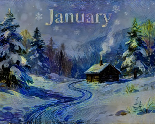 Impressionistic Winter Landscape at Twilight