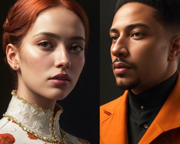 Split Portrait of Two Individuals with Distinct Styles