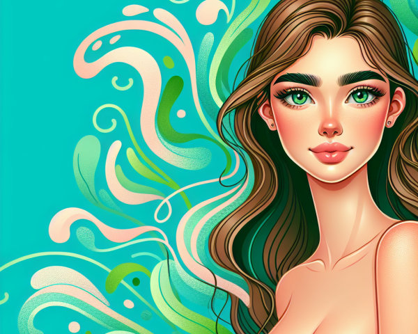 Vibrant Illustration of Young Woman in Green Top
