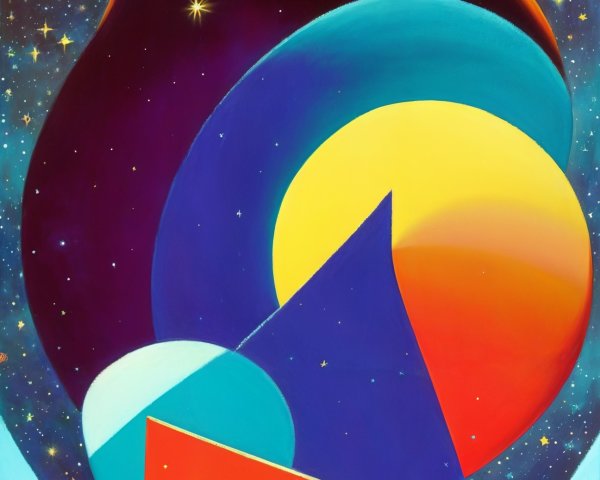 Abstract Geometric Shapes on Starry Background
