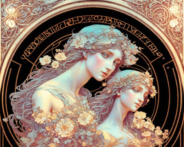 Ethereal Figures in Floral Designs and Pastel Hues