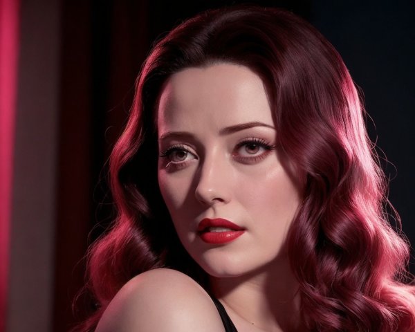 Close-Up Portrait of a Woman with Burgundy Hair