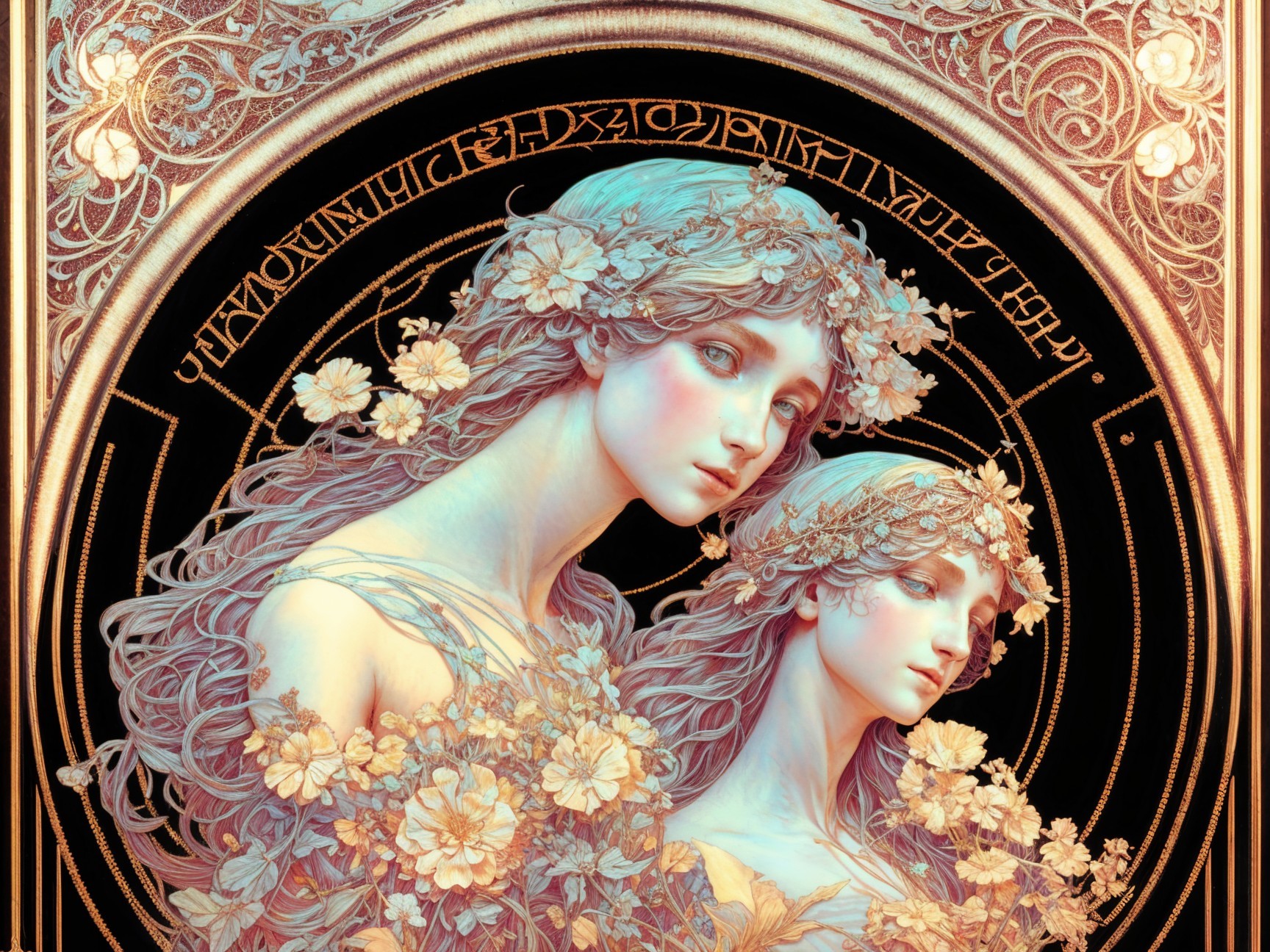 Ethereal Figures in Floral Designs and Pastel Hues