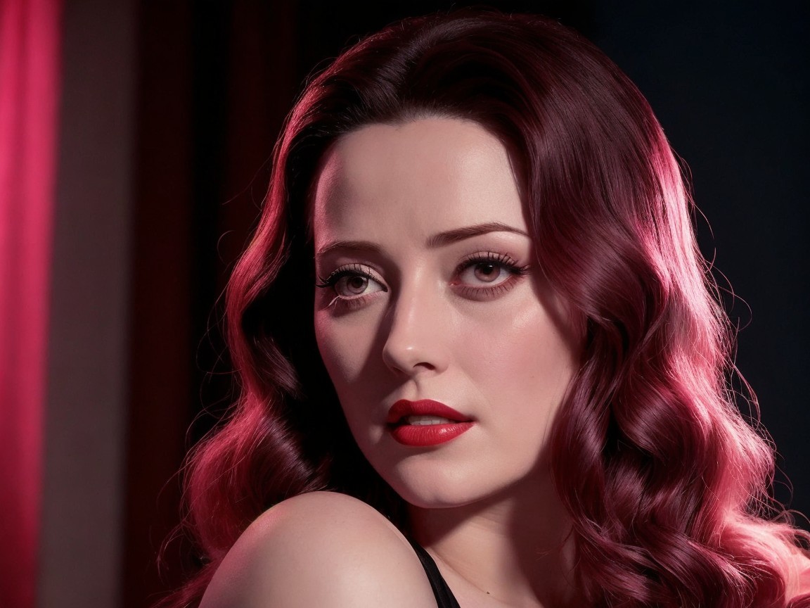 Close-Up Portrait of a Woman with Burgundy Hair