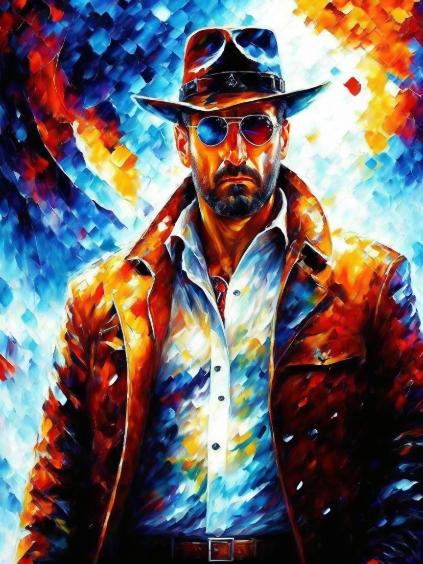 Portrait of a man in a hat with vibrant background colors