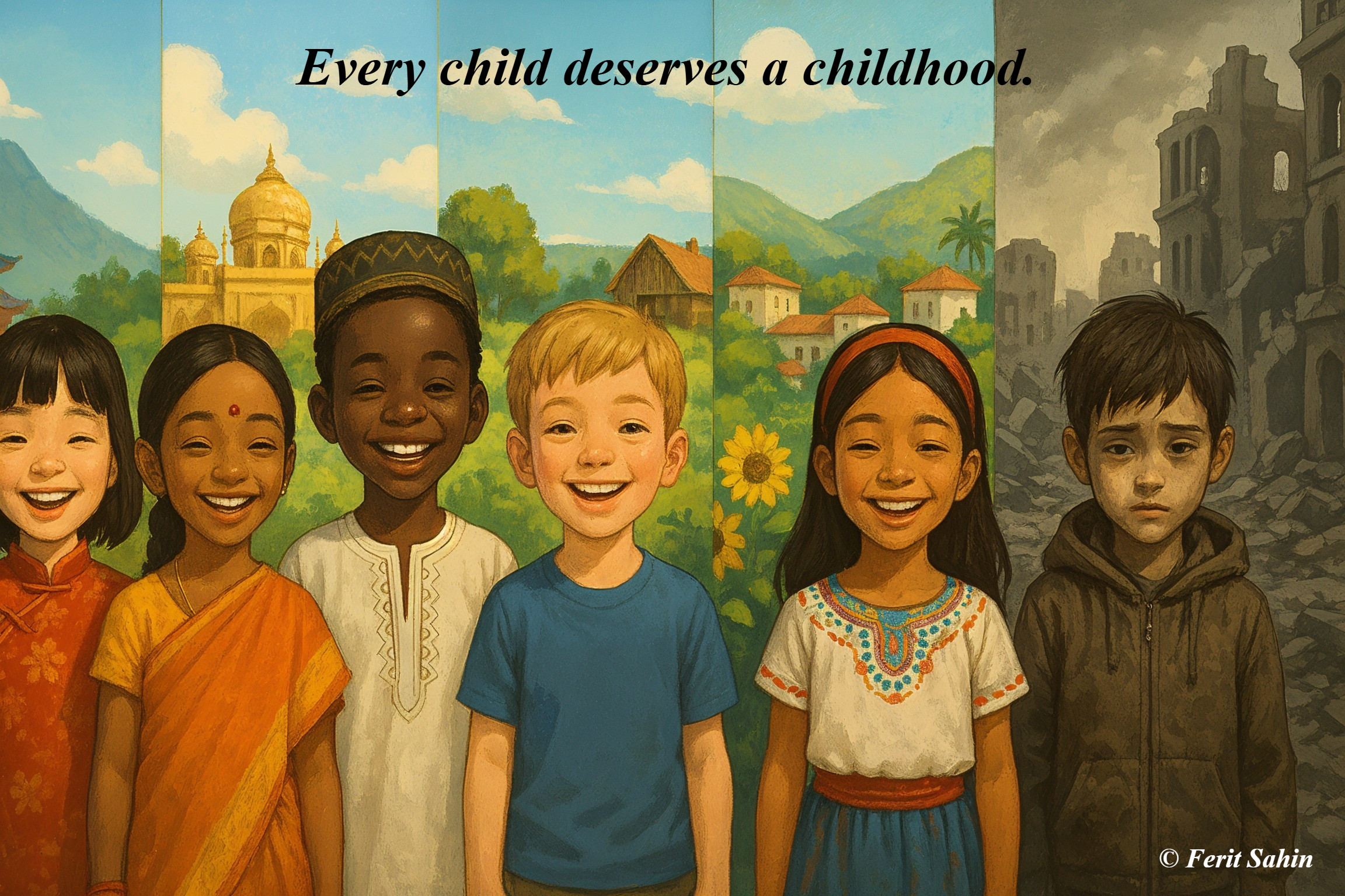Diverse Group of Children with Contrasting Backgrounds