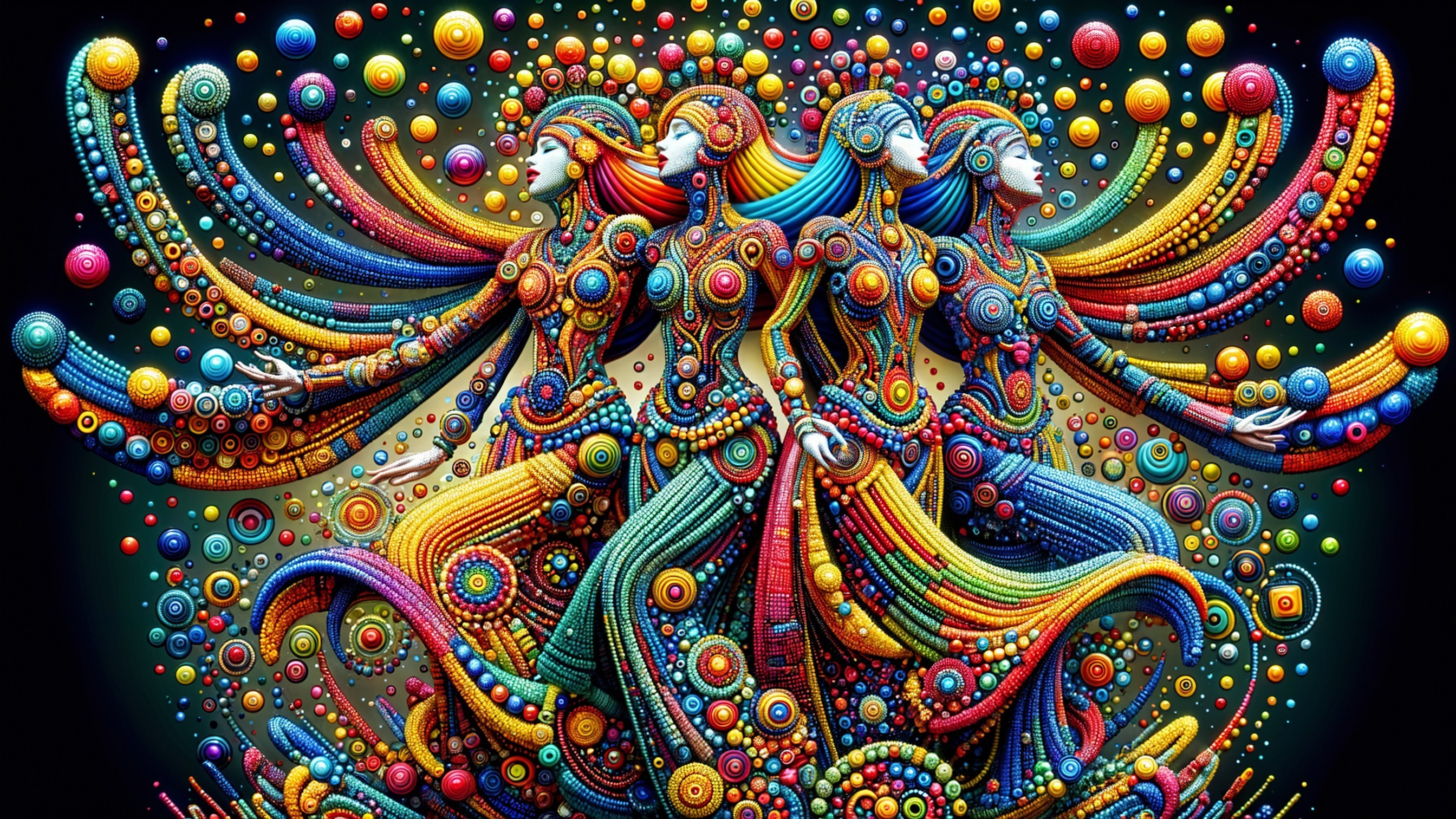 Colorful Abstract Figures in Dynamic Dance Composition