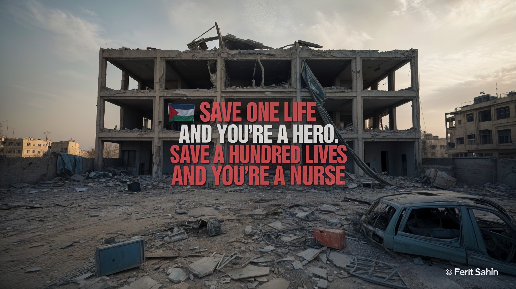 Devastated Building Highlighting Healthcare Workers' Impact
