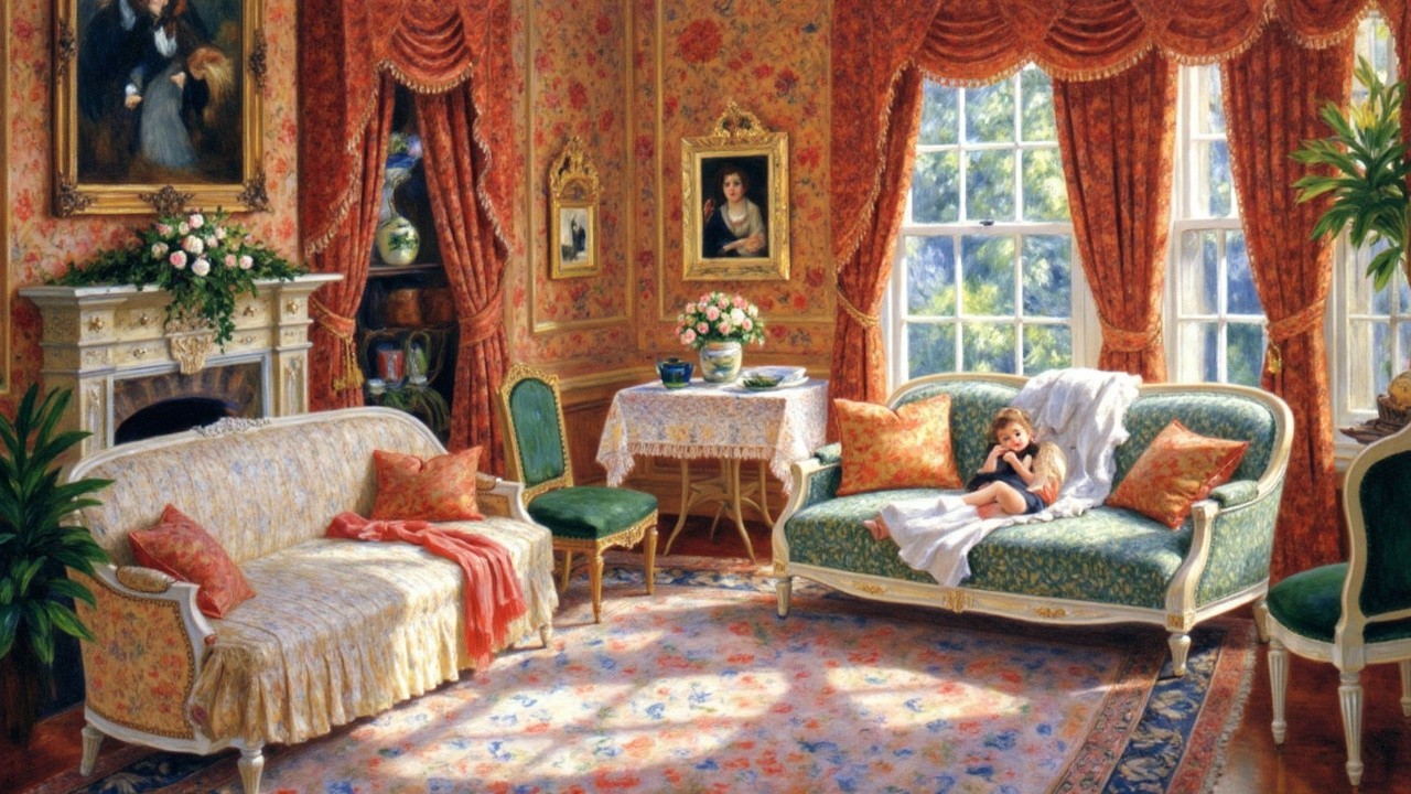 Elegant Sunlit Living Room with Floral Decor