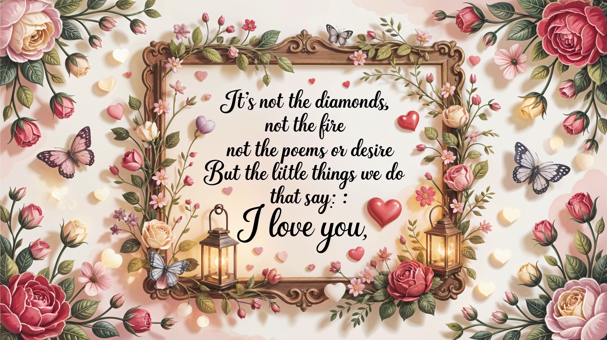 Decorative Frame with Roses and Heartfelt Quote