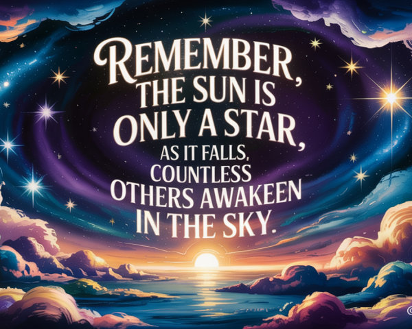 Cosmic Scene with Colorful Clouds and Inspiring Quote