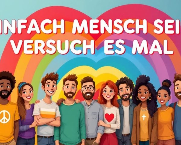 Diverse Animated Characters with Rainbow Background