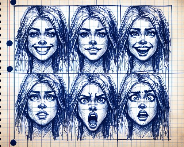 Facial Sketches Depicting Six Human Emotions