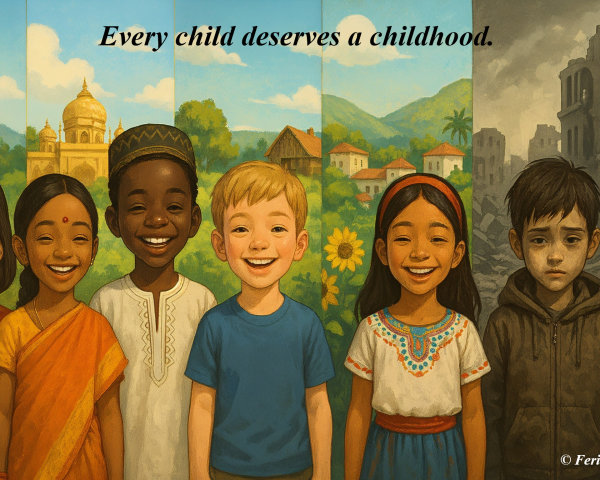 Diverse Group of Children with Contrasting Backgrounds