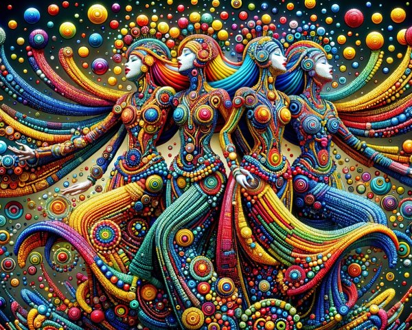 Colorful Abstract Figures in Dynamic Dance Composition