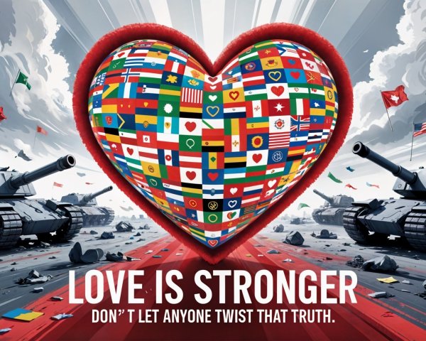 Heart of National Flags Representing Unity and Love