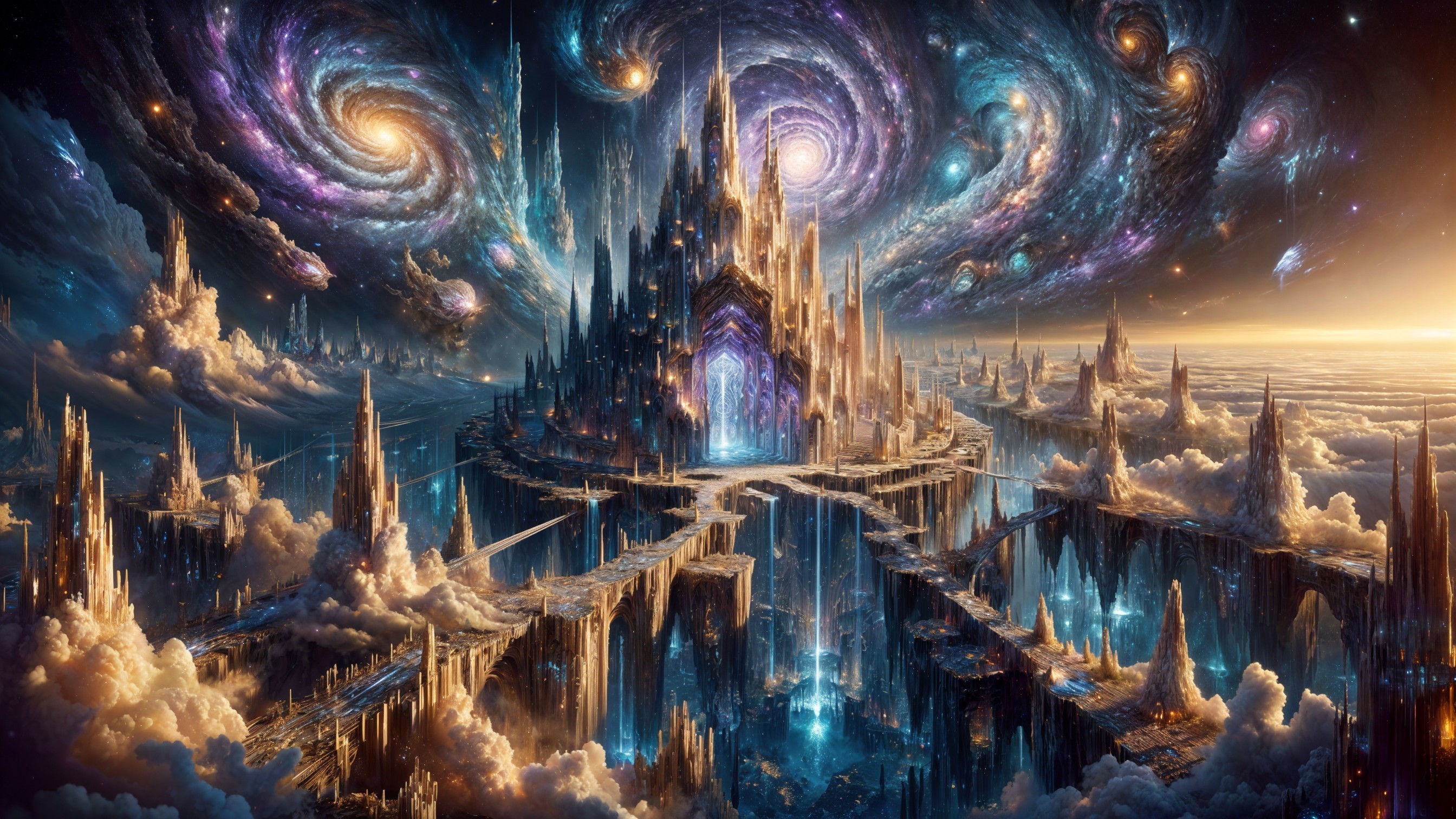 Cosmic Landscape with Castle and Floating Islands