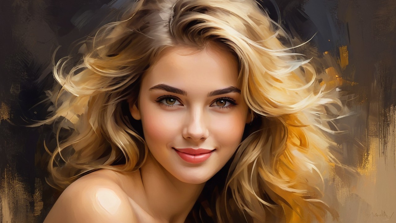 Portrait of a Young Woman with Wavy Blonde Hair