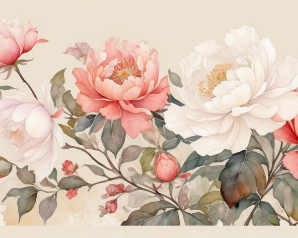 Delicate Peony Arrangement in Soft Pink and Coral