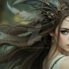 Glamorous Woman with Feathers and Vintage Elegance